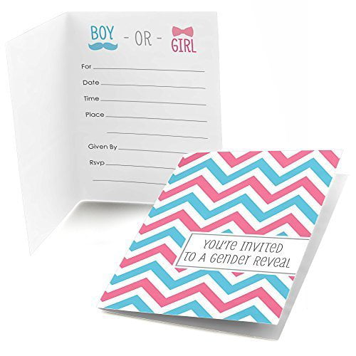10 x Personalised Gender Reveal Baby Shower Party Invitations with Envelopes 08 